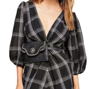 Free People Black Miss Molly Plaid Mini Dress